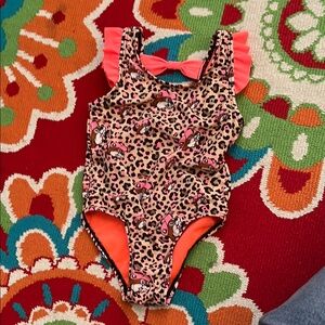 Buc ees Leopard Print Swimsuit with Pink Accents